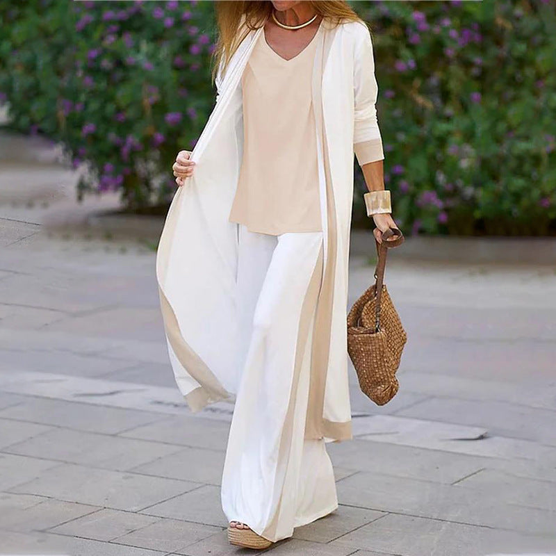 Set tre pezzi moda Cardigan, top e pantalone