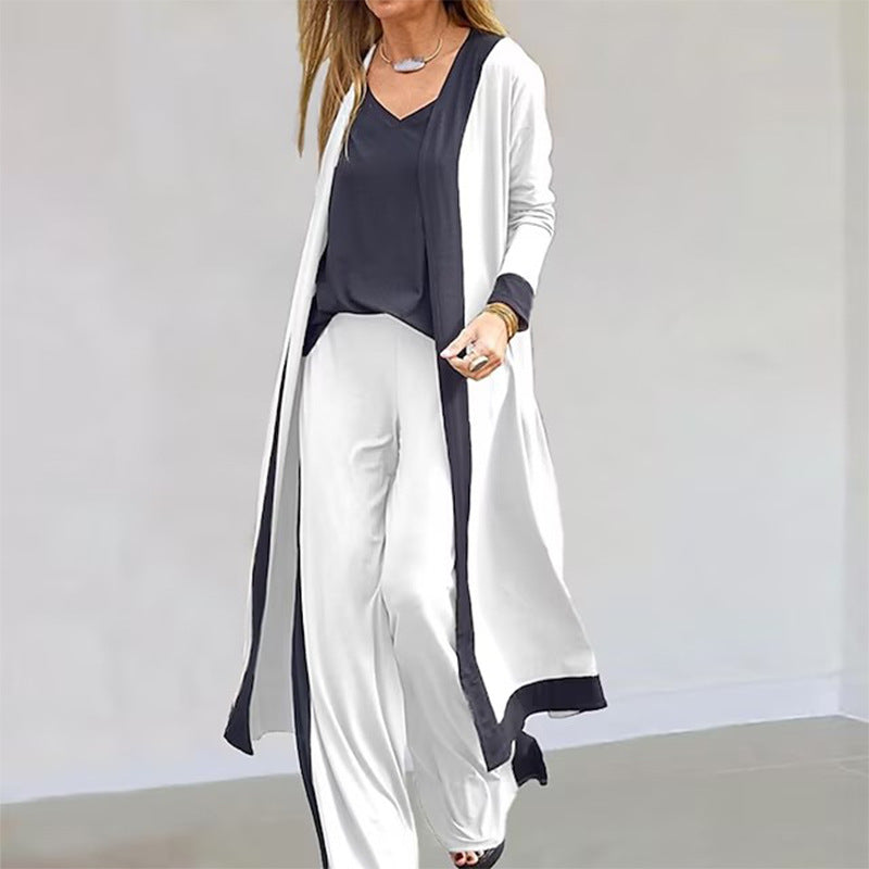 Set tre pezzi moda Cardigan, top e pantalone