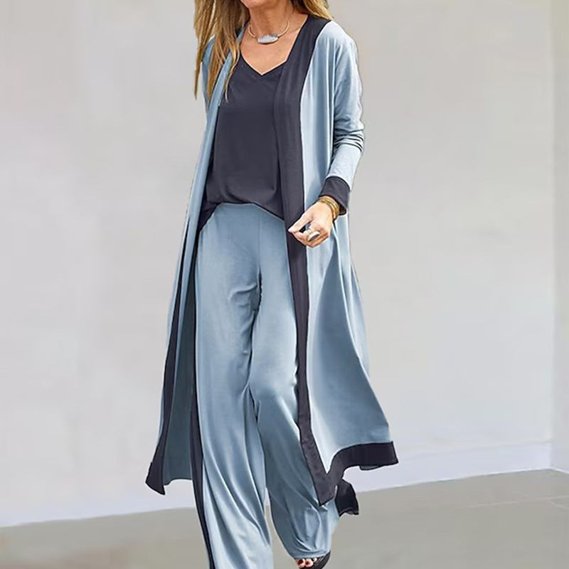 Set tre pezzi moda Cardigan, top e pantalone