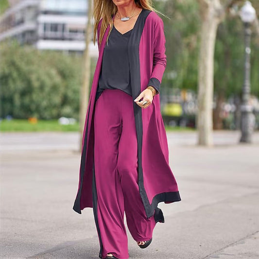 Set tre pezzi moda Cardigan, top e pantalone